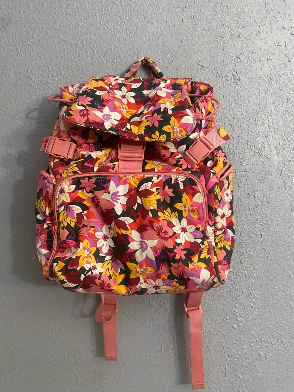 Vera Bradley Floral Pink Yellow Multi Backpack